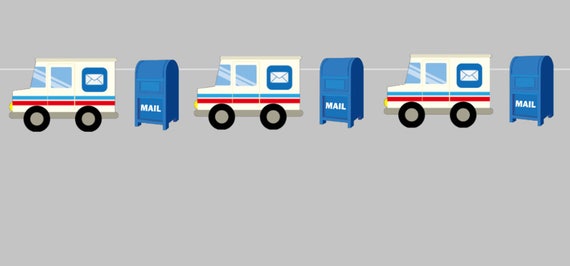 Mail Truck Garland, Mailman Truck Banner, Mail Truck Birthday Banner, Transportation Banner, Truck Birthday Banner Il_570xn