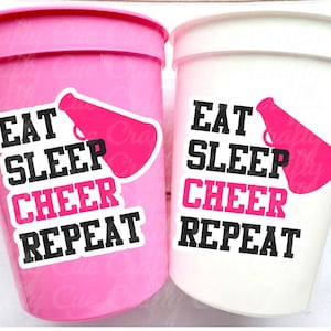 CHEERLEADING PARTY CUPS - Cheer Party Cups Cheerleader Party Cups Cheer Birthday Party Cheer Party Favors Cheer Baby Shower Cups Cheer Squad