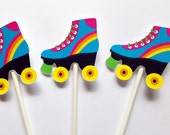 Roller Skate Cupcake Toppers - 80's party, 80's birthday party, Colorful Roller Skate Cupcake Toppers Il_170x135