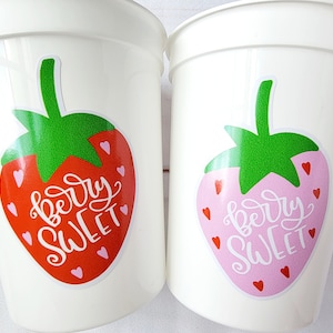 STRAWBERRY PARTY CUPS -Strawberry Birthday Cups Strawberry Cups First Birthday Strawberry Party Decoration Strawberry Berry Sweet Cups Fruit