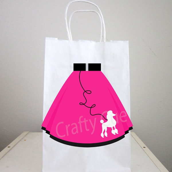 50's Party Goody Bags, 50's Party Favor Bags, 50's Party Favor, Poodle Skirt Goody Bags, Fifties Party Favors
