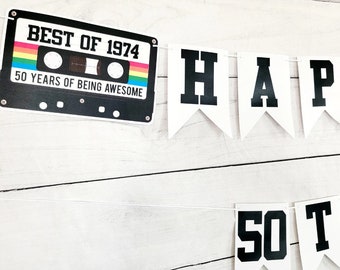 BEST OF 1974 - 50th Birthday Banner 1974 Banner 1974 Party Decorations 50th Party Decorations 50th Party Banner 50 Birthday Party Banner 70s