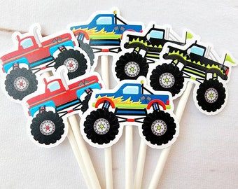 Monster Truck Cupcake Toppers, Monster Truck Cake Toppers, Monster Truck Birthday, Monster Truck Colorful - Item# 3820536P