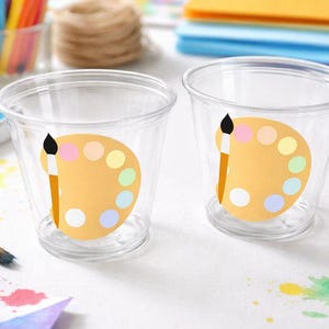 ART PARTY CUPS - Art Painting Party Treat Cups Paint Party Favors Art Party Cups Art Party Paint Pallette Painting Party Favors Paint Favor image 2