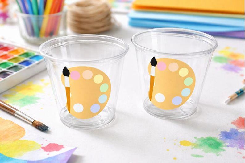 ART PARTY CUPS - Art Painting Party Treat Cups Paint Party Favors Art Party Cups Art Party Paint Pallette Painting Party Favors Paint Favor image 2