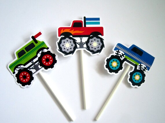 Monster Truck Cupcake Toppers by CraftyCue.com | Catch My Party