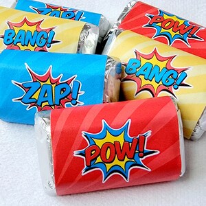 30 - SUPERHERO PARTY Stickers Superhero Birthday Stickers Superhero Party Favors Superhero Candy Sticker Superhero Superhero Party Supplies
