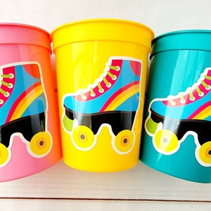 ROLLER SKATE PARTY Cups - Roller Skating Birthday Cups Skate Party Favors Skating Party Cups Roller Skating Birthday 80&#39;s Birthday Party