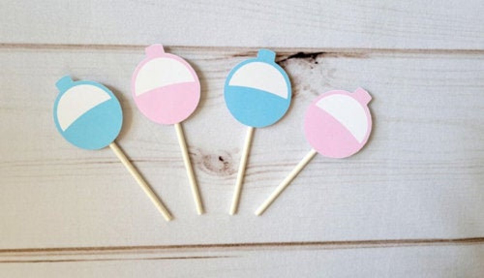 Gender Reveal Fishing Bobber Cupcake Toppers Fishing Cupcake Etsy