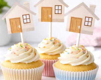 House Warming Cupcake Toppers, House Cupcake Toppers, Housewarming Cupcake Toppers