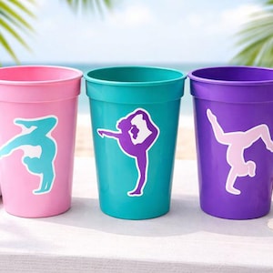 GYMNASTICS PARTY CUPS -Gymnast Party Cups Gymnastics Birthday Party Gymnast Party Cups Tumbling Gymnastics Party Favors Gymnast Party Favors