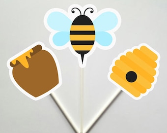 Bee Cupcake Toppers, Bumble Bee Cupcake Toppers, Mom to Bee Cupcake toppers, cake toppers