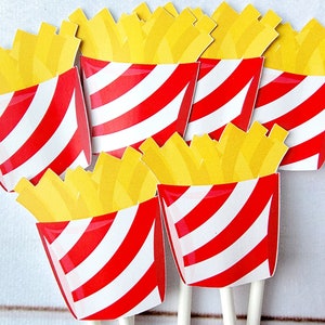 French Fries Cupcake Toppers, French Fries Party Cupcake Toppers, Fast Food Cupcake Toppers