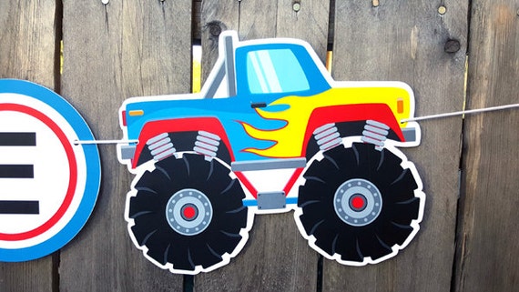 monster-truck-banner-monster-truck-birthday-banner-monster-etsy