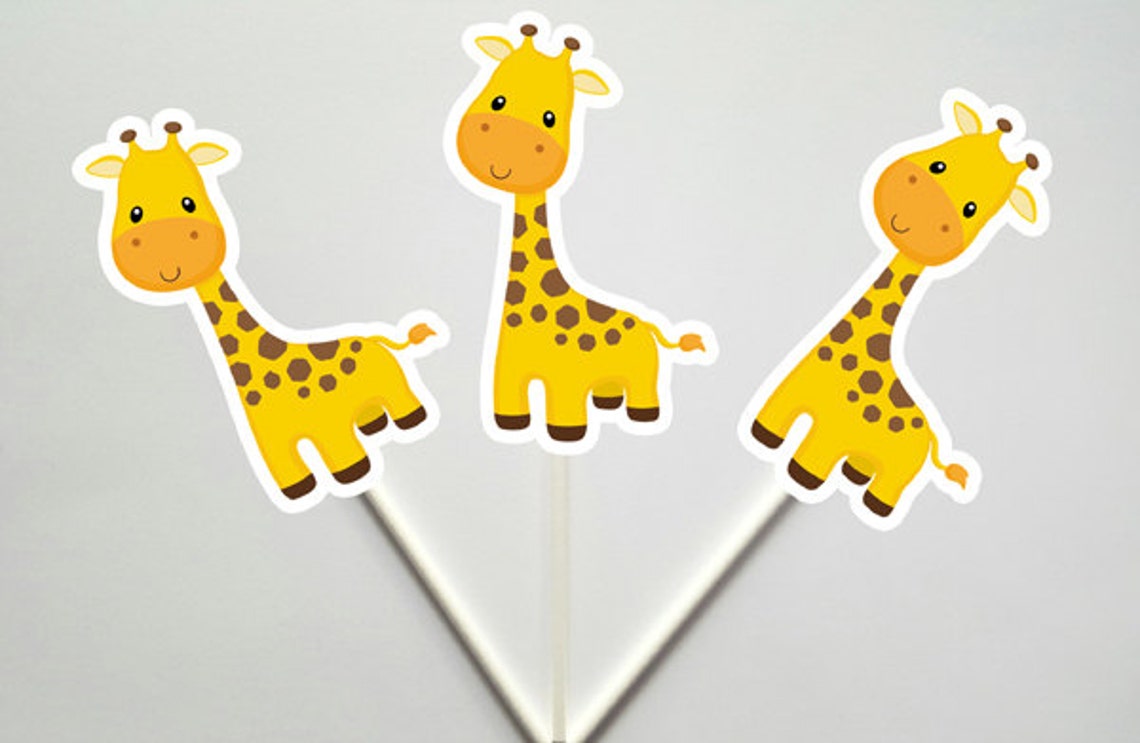 Giraffe Cupcake Toppers Jungle Cupcake Toppers Safari Etsy