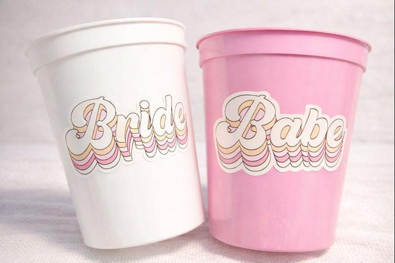 Vasos para despedida de soltera - Vasos rosas para despedida de soltera - Vasos para boda - Recuerdos para despedida de soltera - Regalos de boda para novias y bebés imagen 2