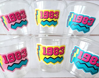 VASOS PARA FIESTA DE 40.º CUMPLEAÑOS Decoración para 40.º CUMPLEAÑOS Recuerdos para fiesta de 40.º CUMPLEAÑOS Fiesta de casetes para 40.º CUMPLEAÑOS Lo mejor de 1983 Cumpleaños Vintage 1983