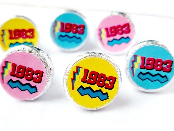 180 - 80s Party Stickers 40th Birthday Stickers 1983 Party Stickers for Mini Candy 40th Birthday Candy Wrapper Vintage 40 Best of 1983 Il_570xn