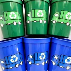 GARBAGE TRUCK PARTY Cups - Garbage Truck Treat Cups Garbage Truck Party Favors Garbage Truck Birthday Favors Trash Garbage Birthday