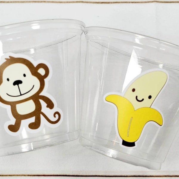 MONKEY PARTY CUPS - Monkey Birthday Cups, Monkey Party Cups Monkey Baby Shower Monkey Decorations Monkey Party Supplies Banana Decorations