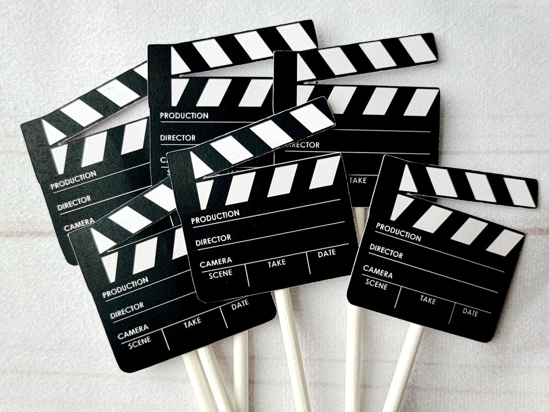 Movie Party Cupcake Toppers Movie Clapper Cupcake Toppers Movie Party ...