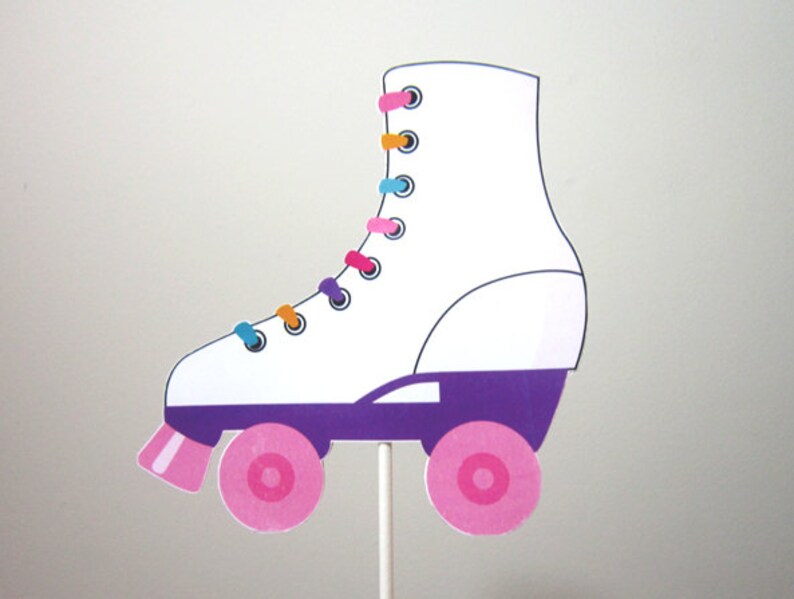Roller Skate Cake Topper Centerpiece Stick Etsy