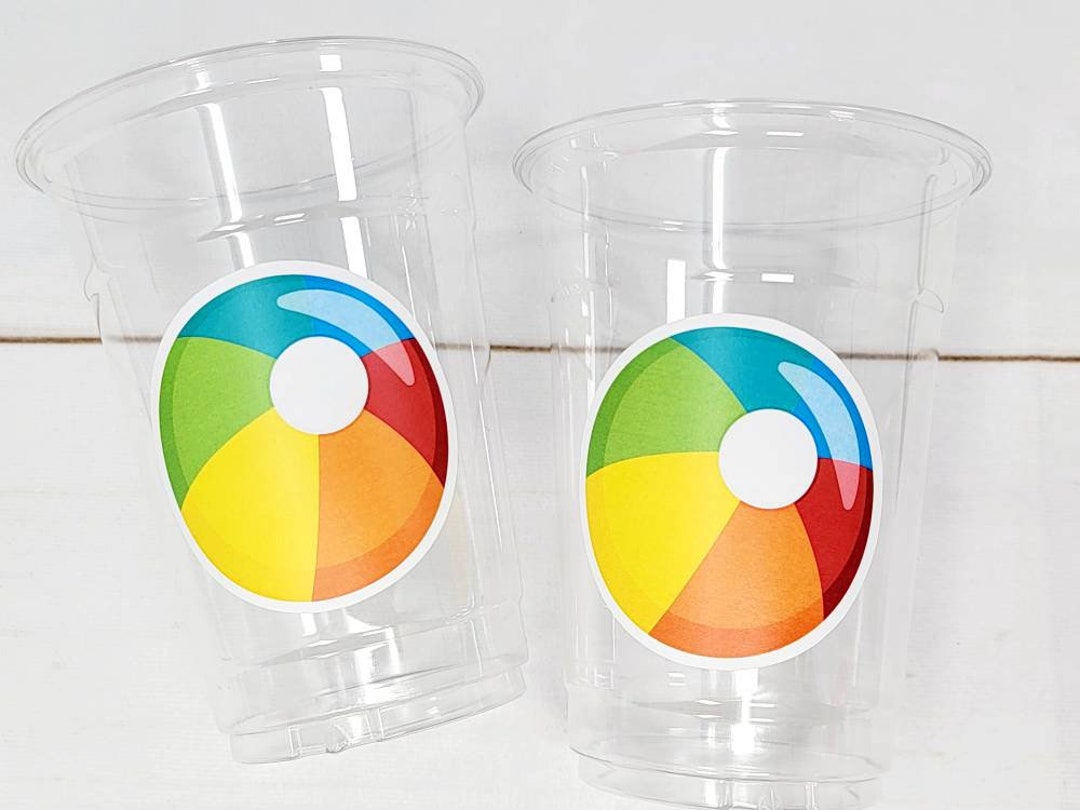 BEACH PARTY CUPS Beach Ball Cups Beach Cups Beach Ball Party Etsy
