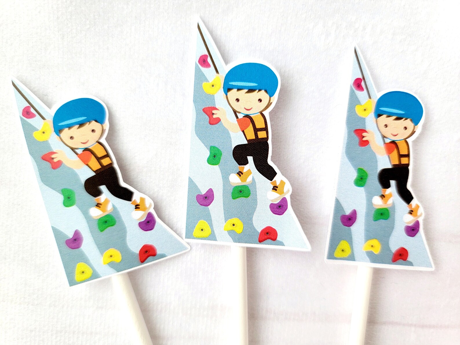 Boy Rock Climbing Cupcake Toppers Rock Climbing Birthday Etsy