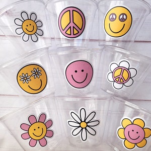 70s PARTY CUPS 70's Birthday Cups 70's Party Cups 70s Decorations 70's Birthday Party 70s Birthday Party Decorations Hippy Two Groovy Cups image 2