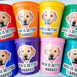Personalized Dog Face Cups, Mom is Getting Married Cups, Bachelorette Party Favors, Bachelorette Party Games, Dog Face Bachelorette Cups Pet