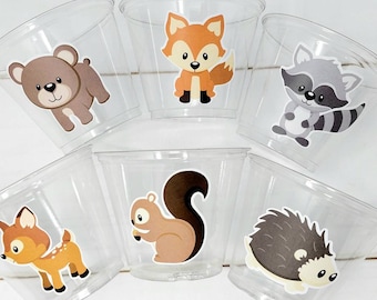 WOODLAND PARTY CUPS - Woodland Cups Woodland Animals Woodland Decorations Woodland Birthday Woodland Baby Shower Woodland Birthday Party