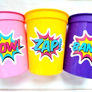 GIRL SUPERHERO PARTY Cups- Superhero Cups Superhero Birthday Superhero Party Decorations Superhero Party Favors Superhero Cup Favor