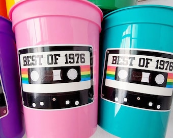 50th PARTY CUPS 50th Birthday Decoration 50th Party Favors 50th Party 50th Birthday Cassette Tape Party Best of 1976 Birthday Vintage 1976