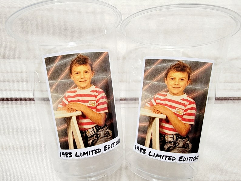 Custom Plastic Cups With Picture Personalized 40th Birthday Cups Vintage 40th Birthday Party Custom Text Custom Face Cups Decorations 1984 image 2