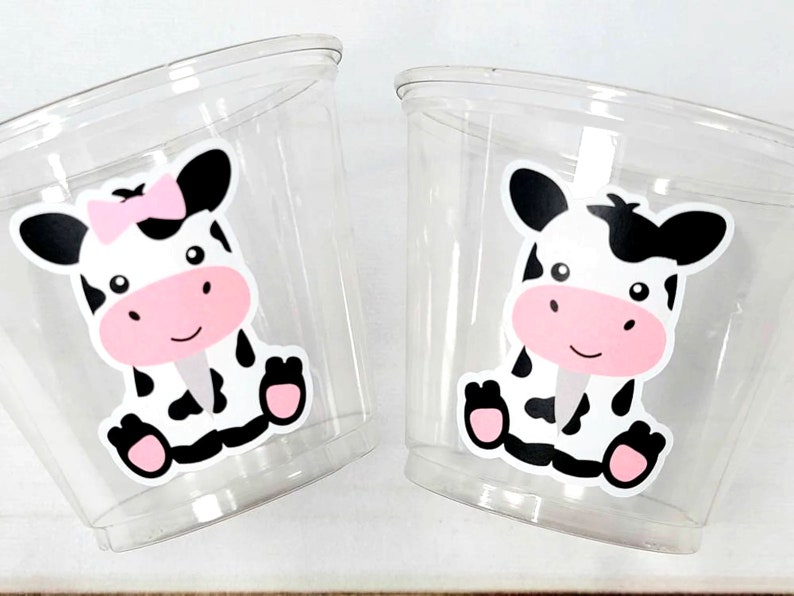 COW PARTY CUPS Cow Cups Cow Birthday Cups Farm Animal Cups Cow Party Favors Farm Cow Baby Shower Cow First Birthday Cow Party