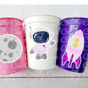 Girl Space Party Cups Galaxy Party Cups Space Birthday Cup Outer Space Birthday Rocket Party Planet Party Astronaut Birthday Party Space Cup