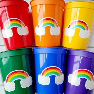 RAINBOW PARTY CUPS - Rainbow Cups Rainbow Decorations Rainbow Birthday Rainbow Party Rainbow Party Favors Rainbow Baby Shower Pastel Rainbow
