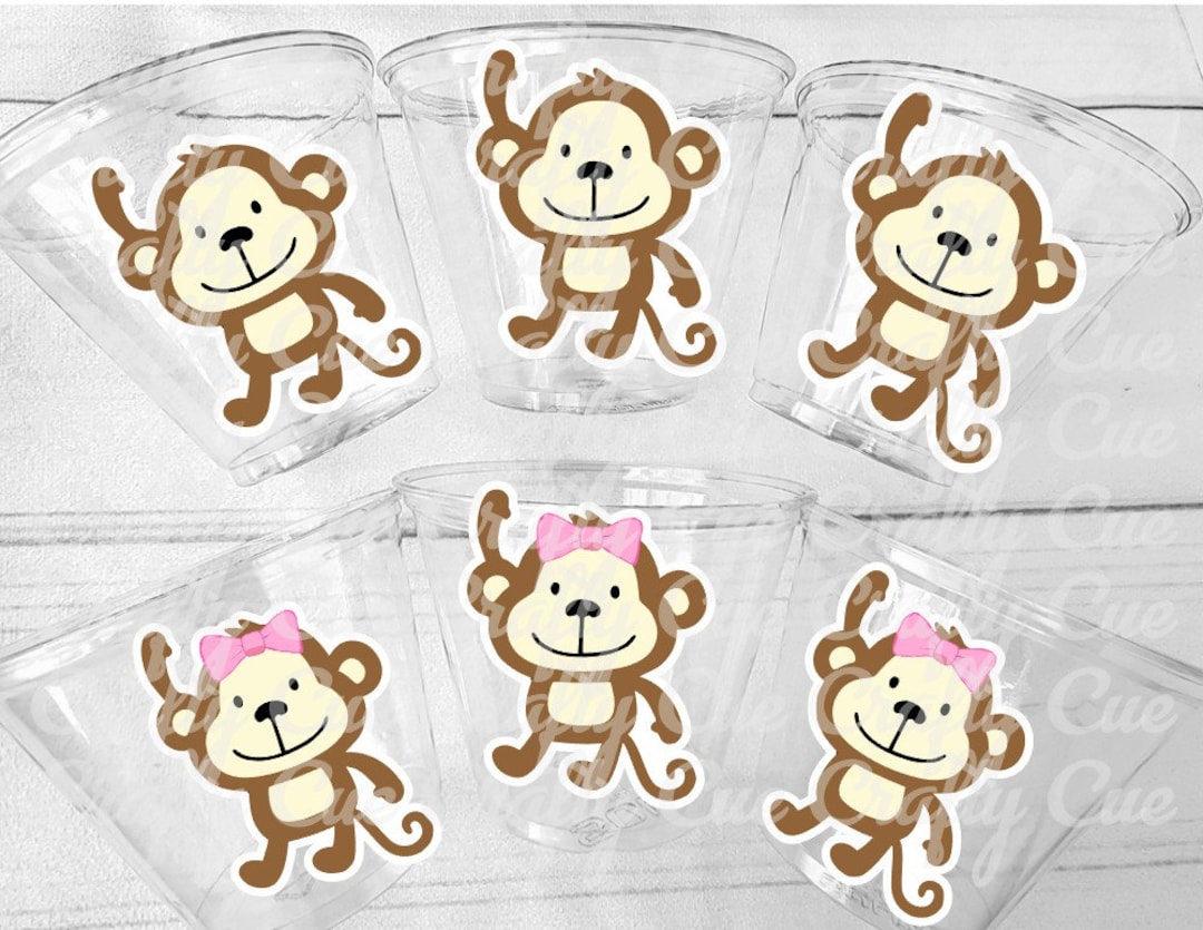 MONKEY PARTY CUPS - Monkey Birthday Cups, Monkey Party Cups Monkey Baby ...