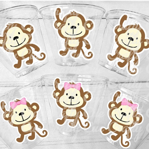 MONKEY PARTY CUPS - Monkey Birthday Cups, Monkey Party Cups Monkey Baby Shower Monkey Decorations Monkey Party Supplies Monkey Party Favors