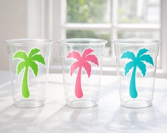 Palm Tree Bachelorette Cups Beach Bachelorette Party Cups Beach Party Favors Palm Tree Favors Beach Cups Palm Tree Party Favor Cups Beach