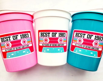 40th PARTY CUPS - Best of 1983 40th Birthday Party 40th Birthday Favors 40th Party Cups 40th Party Decorations 1983 Birthday 80's Party Cups