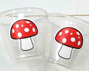 VASOS PARA FIESTA DE HONGOS - Vasos para fiesta de bosque Decoraciones de bosque Cumpleaños de bosque Baby shower de bosque Recuerdos de fiesta de cumpleaños de bosque
