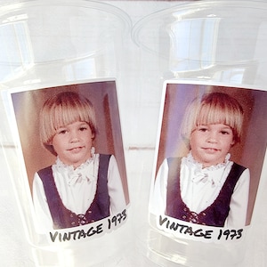 Custom Plastic Cups With Picture Personalized 40th Birthday Cups Vintage 40th Birthday Party Custom Text Custom Face Cups Decorations 1984 image 3