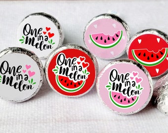 180 - Watermelon Favor Candy Stickers One in a Melon Watermelon Party Stickers Watermelon Birthday Watermelon Party Decoration 1st Birthday