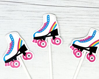 PRECUT Roller Skate Skating Cup Cake Toppers Decorations Birthday Party ANY AGE