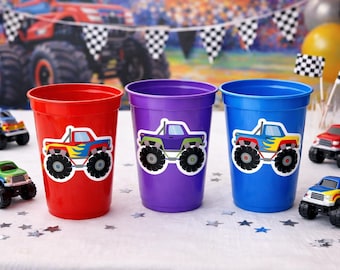 MONSTER TRUCK PARTY Cups - Monster Truck Treat Cups Monster Truck Birthday Monster Truck Party Monster Truck Party Favors, Monster Truck Cup