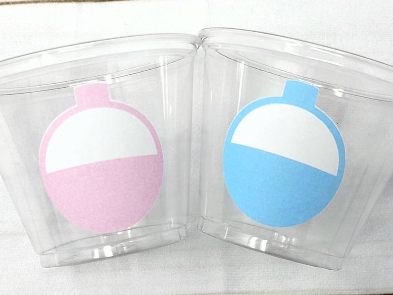 GENDER REVEAL FISHING Party Cups Fishing Bobbers Fishing Etsy