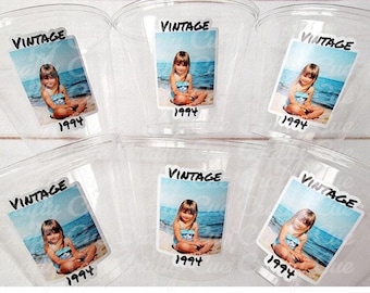 Custom Plastic Party Cups Personalized Party Cups Personalized Birthday Cups Vintage Party Cups Custom Face Party Cups Decorations 1994 1984