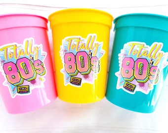 80'S PARTY CUPS - 80's Birthday Cups 80's Party Cups 80's Decorations 80's Birthday Party 80's Birthday Party Decorations 80s
