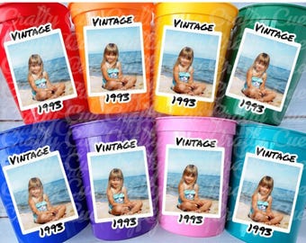 Custom Plastic Party Cups Personalized Party Cups Personalized 30th Birthday Cups Vintage 30th Cups 1995 Custom Face Party Cups Decorations